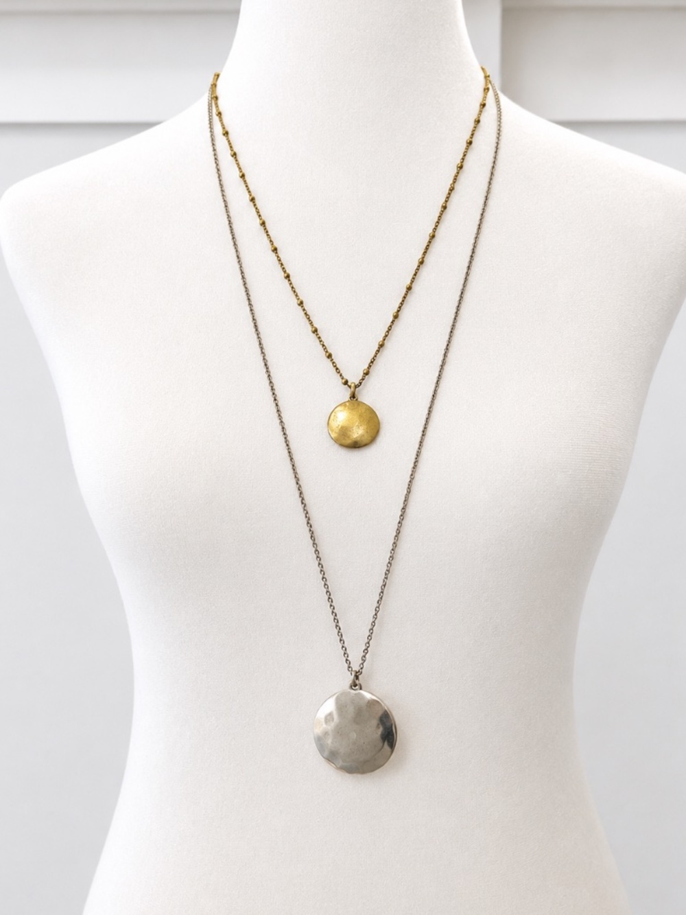 Lucky Brand Layered Mixed Metal Disc Necklace
